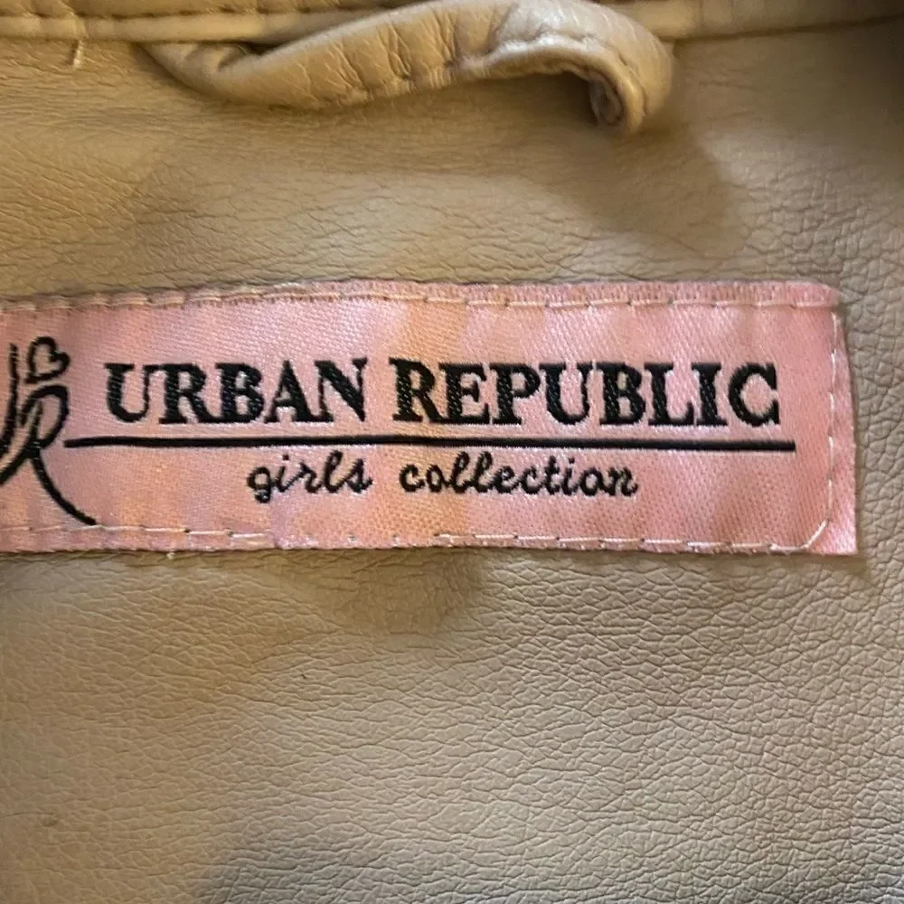 Urban Republic Girls Collection Faux Leather Moto Jacket Rose size S/5